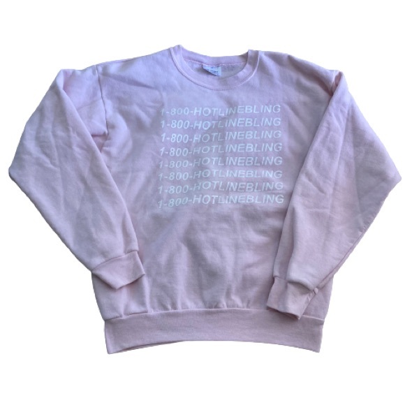 Drake 1-800-Hotline Bling Pink Crewneck Sweater - Picture 2 of 7